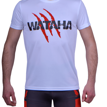 koszulka do biegania wataha extreme wolf biała z czarnym napisem