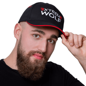 Czapka Extreme Wolf męska czapka z daszkiem odzież sportowa czarna czapka łapa wilka bok czapki, czapka z boku, zaokrąglony daszek, bejsbolówka