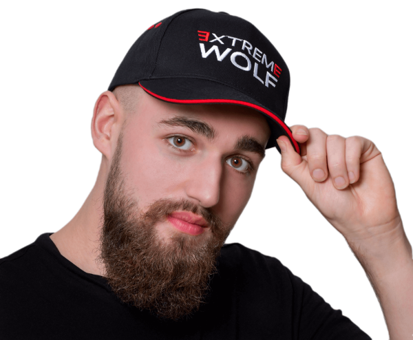 Czapka Extreme Wolf męska czapka z daszkiem odzież sportowa czarna czapka łapa wilka bok czapki, czapka z boku, zaokrąglony daszek, bejsbolówka