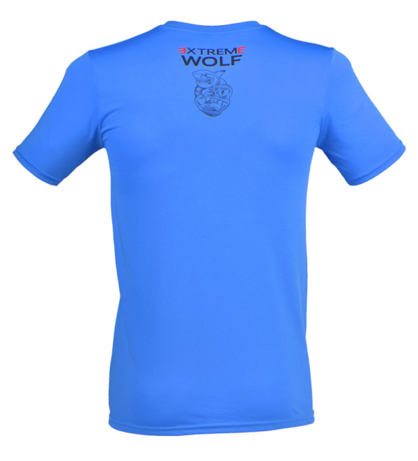 Koszulka męska DEEP V niebieska koszulka do biegania Extreme Wolf tył plecy