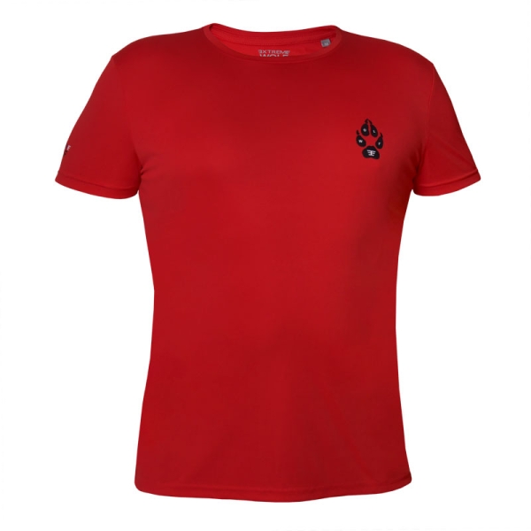 Koszulka Extreme Wolf męska czerwona bordowa koszulka do biegania dla sportowców koszulka dla biegaczy front łapa wilka