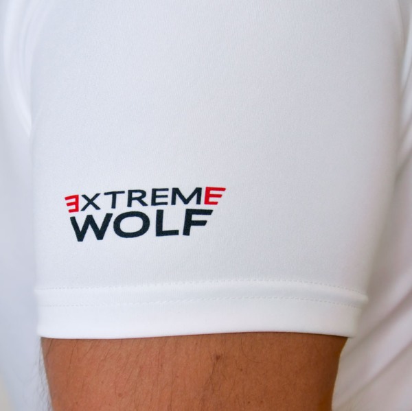 Koszulka Extreme Wolf męska biała koszulka do biegania dla sportowców koszulka dla biegaczy rękawek z logo