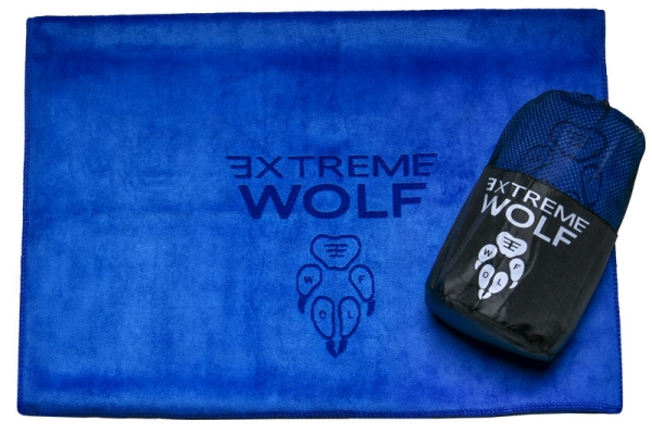 niebieski Ręcznik sportowy Extreme Wolf granatowy ręcznik szybkoschnący z mikrofibry dla sportowców i na fitness
