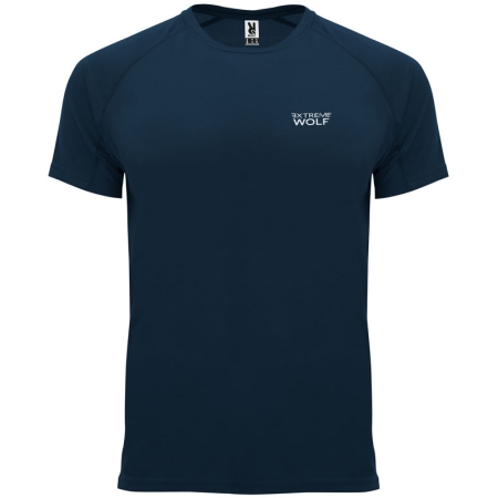 koszulka męska Extreme Wolf granatowa, koszulka z krótkim rękawem, koszulka sportkowa, koszulka do biegania, front